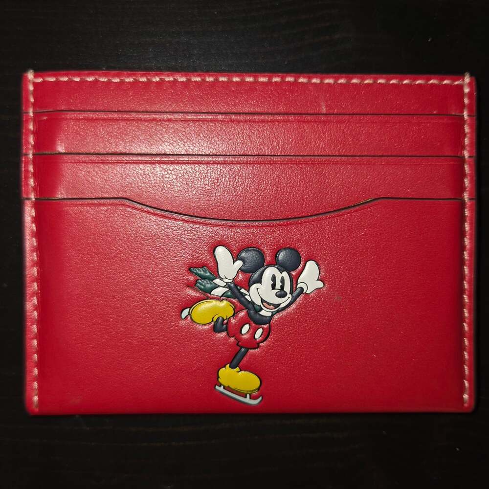 Coach Disney X Coach Slim Id Card Case With Mickey Mouse/Winter Motif